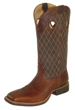 Twisted X MRS0016 for $179.99 Men's' Ruff Stock Western Boot with Whiskey Bison Print Leather Foot and a Wide Square Toe